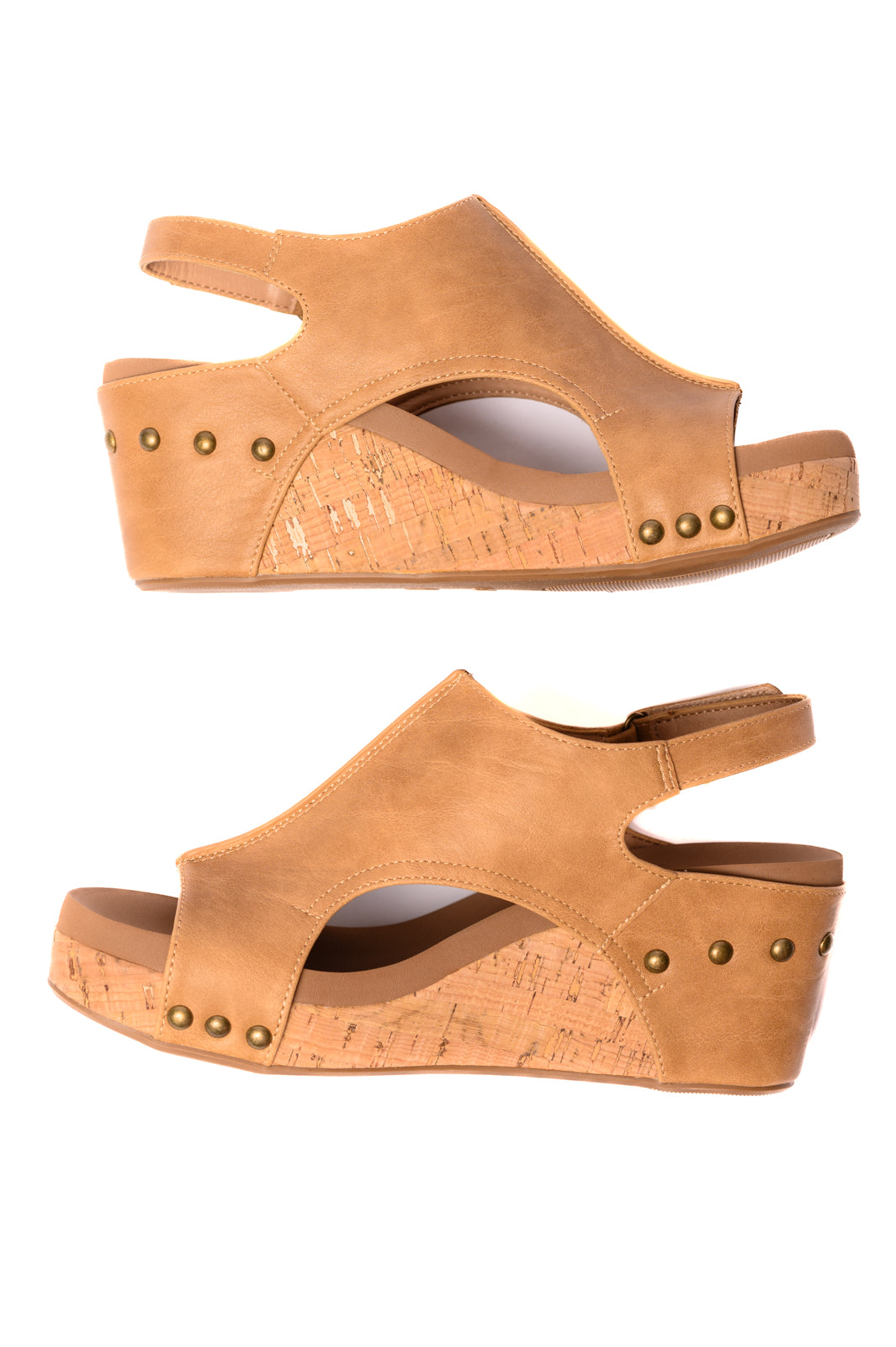 Corkeys Carley Wedge Sandals in Caramel Smooth Ave Shops