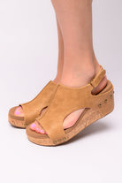 Corkeys Carley Wedge Sandals in Caramel Smooth 11 Ave Shops