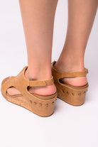 Corkeys Carley Wedge Sandals in Caramel Smooth Ave Shops