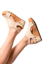 Corkeys Carley Wedge Sandals in Cream Ave Shops