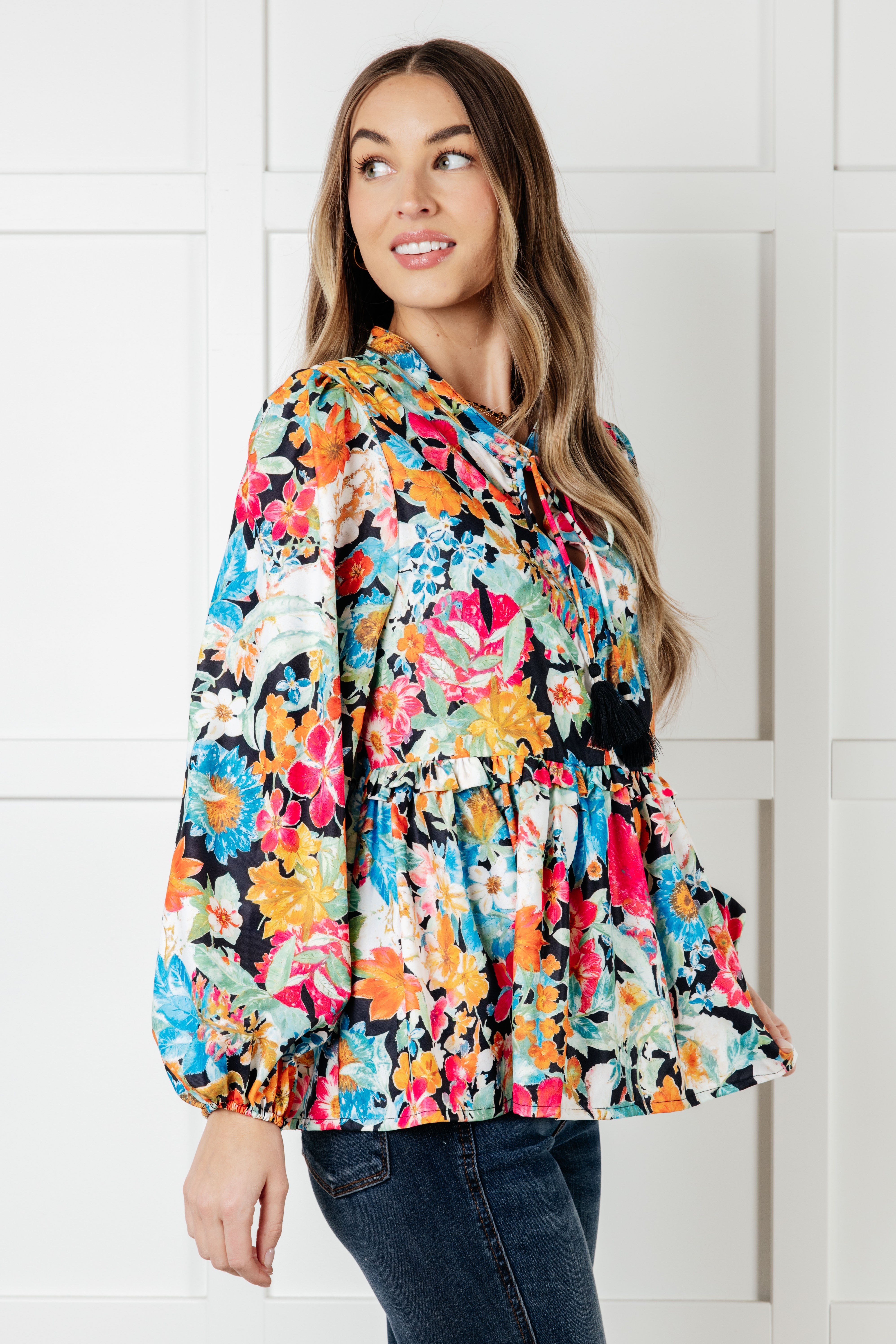 One Eleven North Carry Me Away Floral Peplum Blouse Blouses