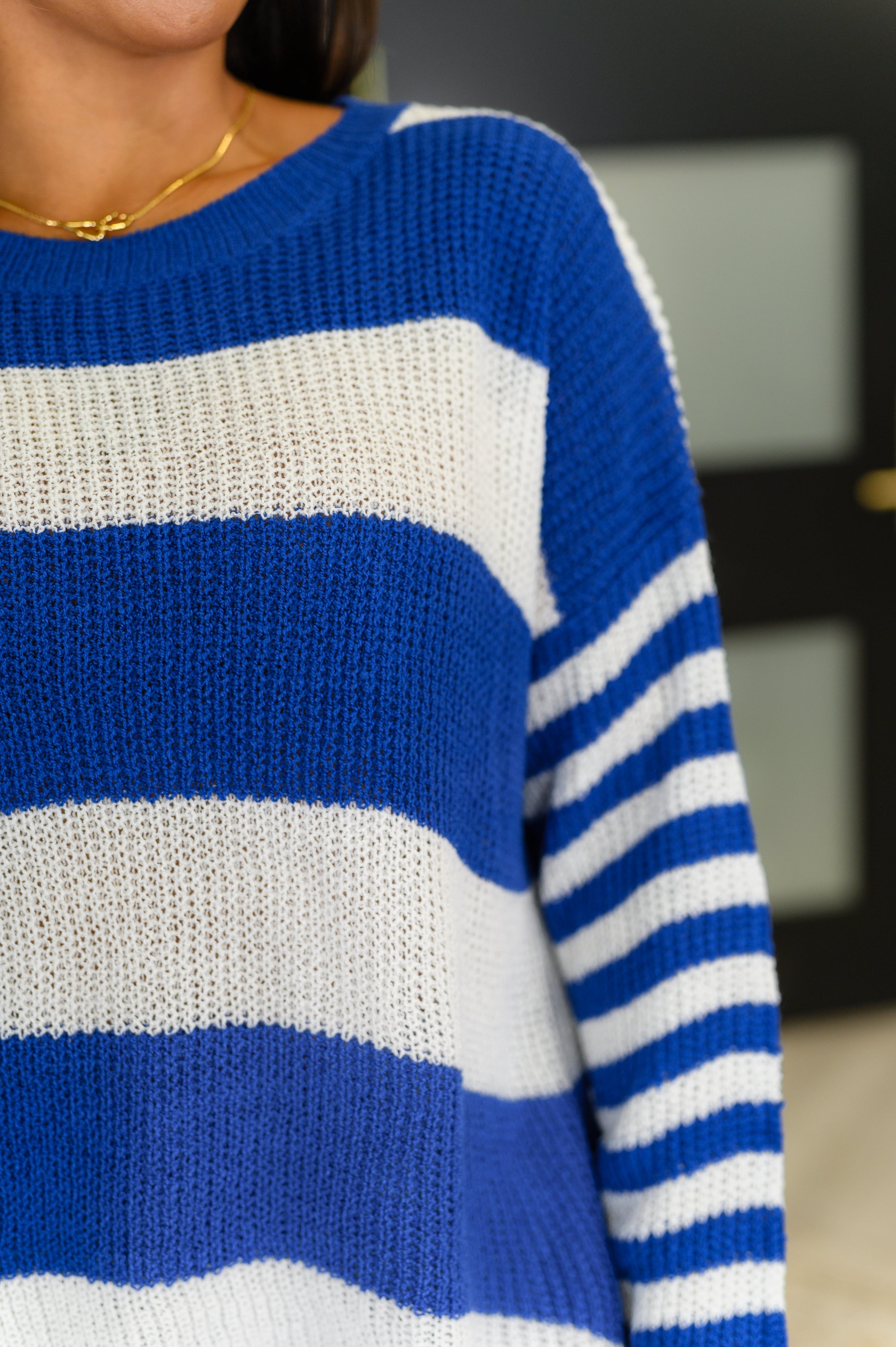 Sweet Lovely by J Casual Chaos Drop Shoulder Sweater in Royal Blue Womens