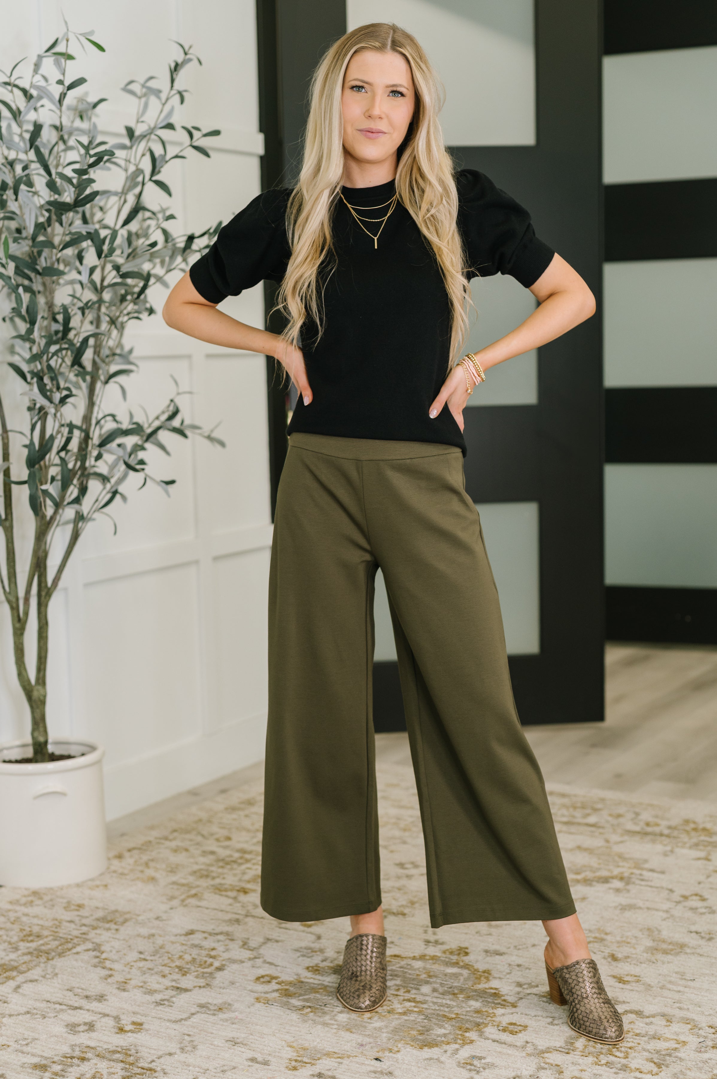 Zenana Casually Classy Puff Sleeve Blouse in Black Womens