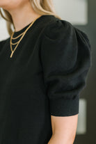 Zenana Casually Classy Puff Sleeve Blouse in Black Womens