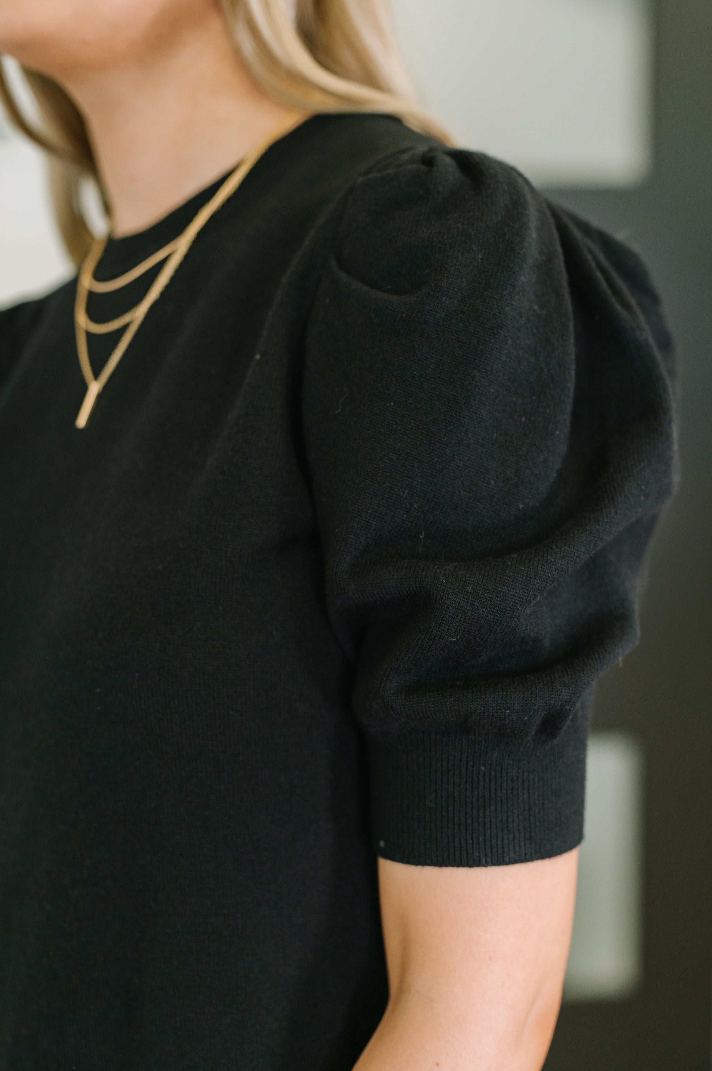Zenana Casually Classy Puff Sleeve Blouse in Black Womens