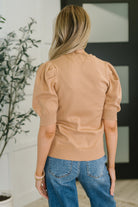 Zenana Casually Classy Puff Sleeve Blouse in Brush Womens