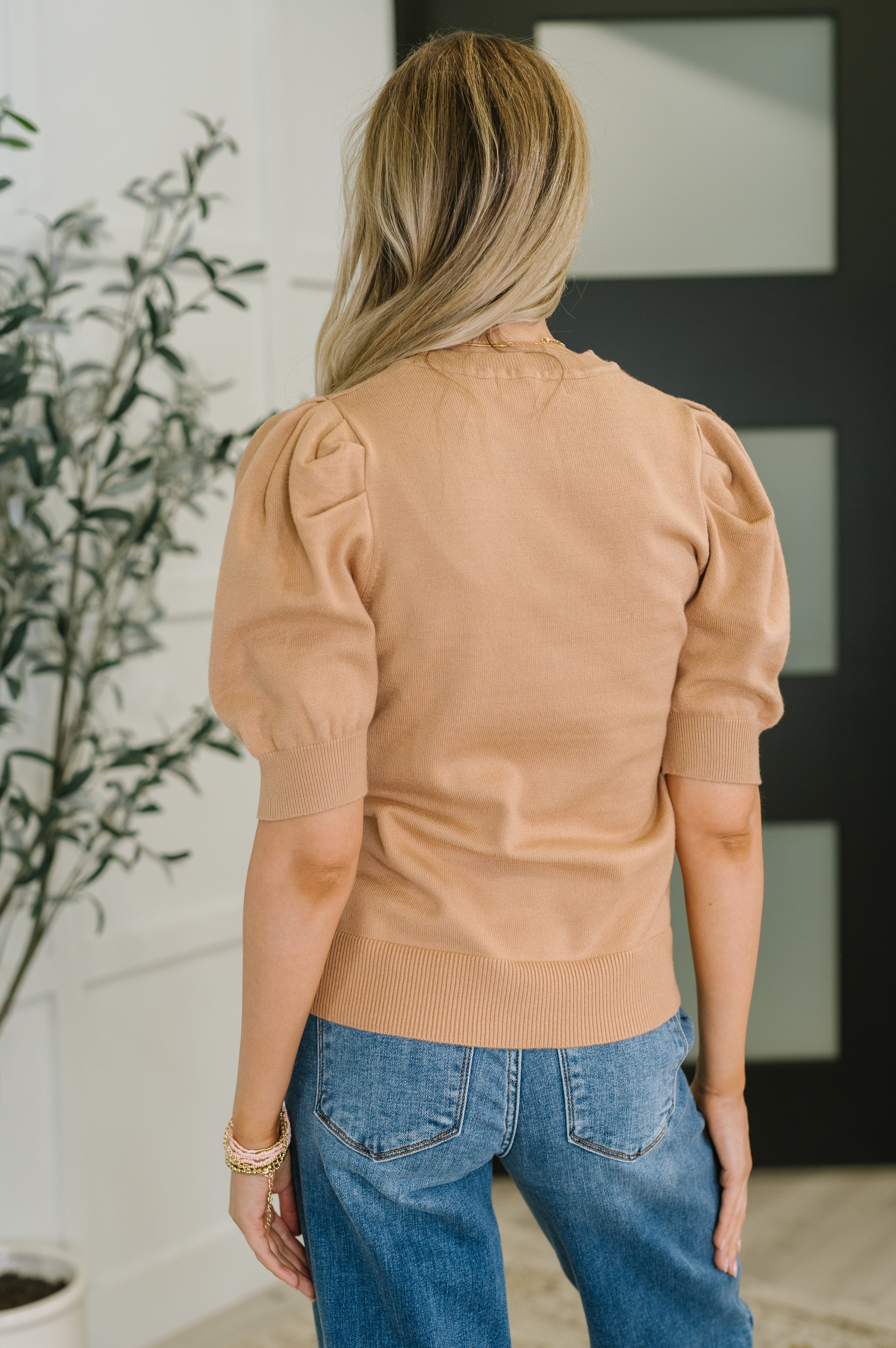 Zenana Casually Classy Puff Sleeve Blouse in Brush Womens