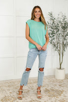 Haptics Casually Iconic Waffle Knit Top in Mint Womens