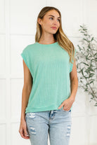 Haptics Casually Iconic Waffle Knit Top in Mint Womens
