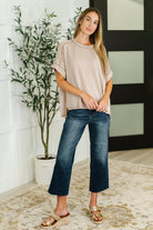 Zenana Catch Me Loungin’ Cable Ribbed Knit Top in Ash Mocha Womens