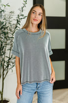 Zenana Catch Me Loungin’ Cable Ribbed Knit Top in Black and White 2XL Womens