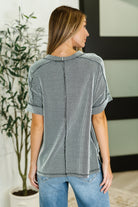 Zenana Catch Me Loungin’ Cable Ribbed Knit Top in Black and White Womens