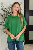 Zenana Catch Me Loungin’ Cable Ribbed Knit Top in Dark Green 2XL Womens
