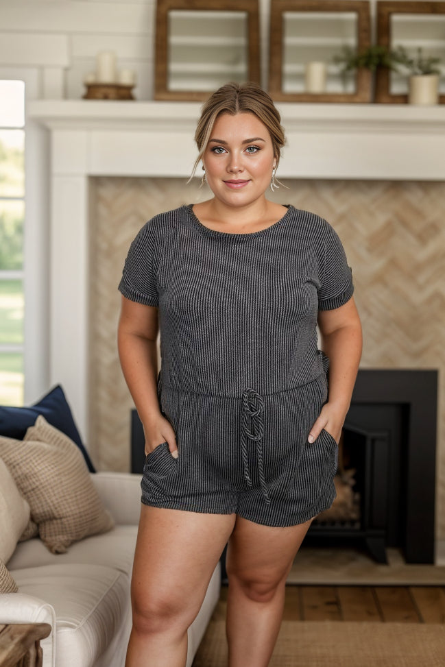 Heimish Catch a Good Time Charcoal Romper BLACKFRIDAY