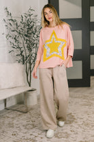 One Eleven North Catch a Star Mixed Print Star Patch Top Womens