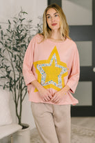 One Eleven North Catch a Star Mixed Print Star Patch Top Womens