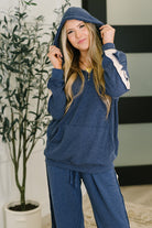 Heimish Certified Chiller Contrast Stripe Hoodie in Navy Womens