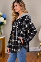 Active Basics Chasing Cozy Black & Ivory Fleece Hooded Jacket