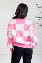 One Eleven North Check Yourself Checkered Sweater in Pink Tops