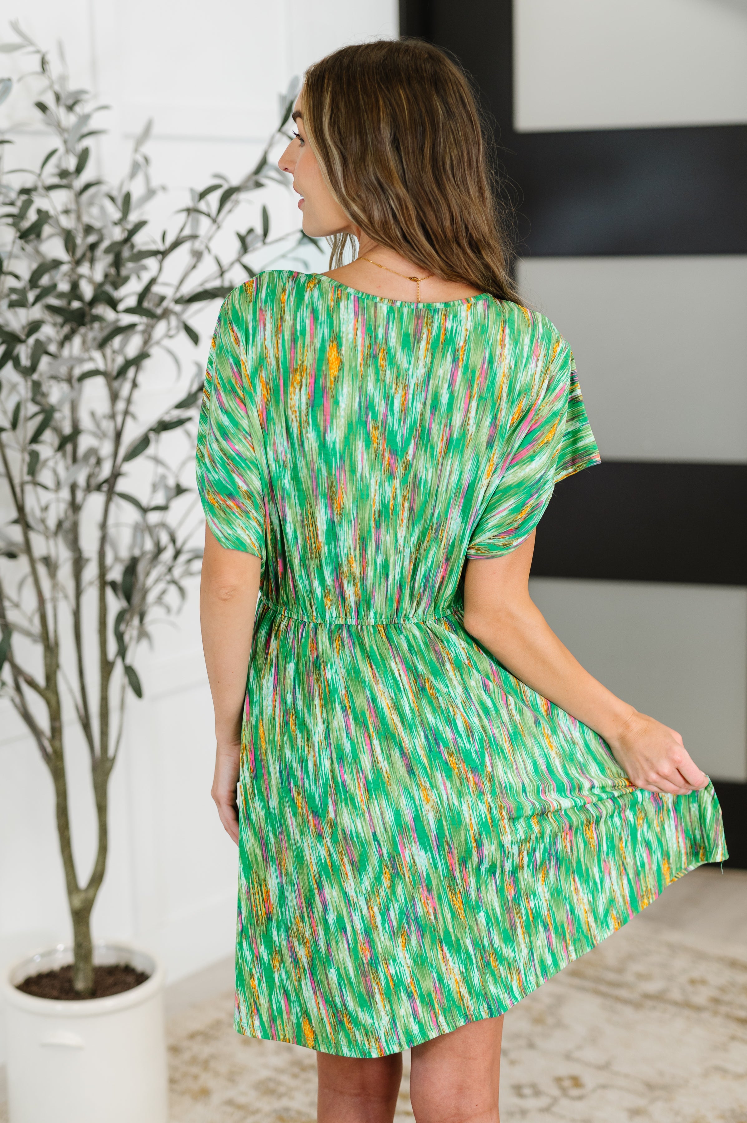 Hyfve Chic Repeat V-Neck Dress in Multi-Color Womens