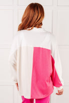 One Eleven North Chip Off the Old Colorblock V-Neck Henley in Pink Tops