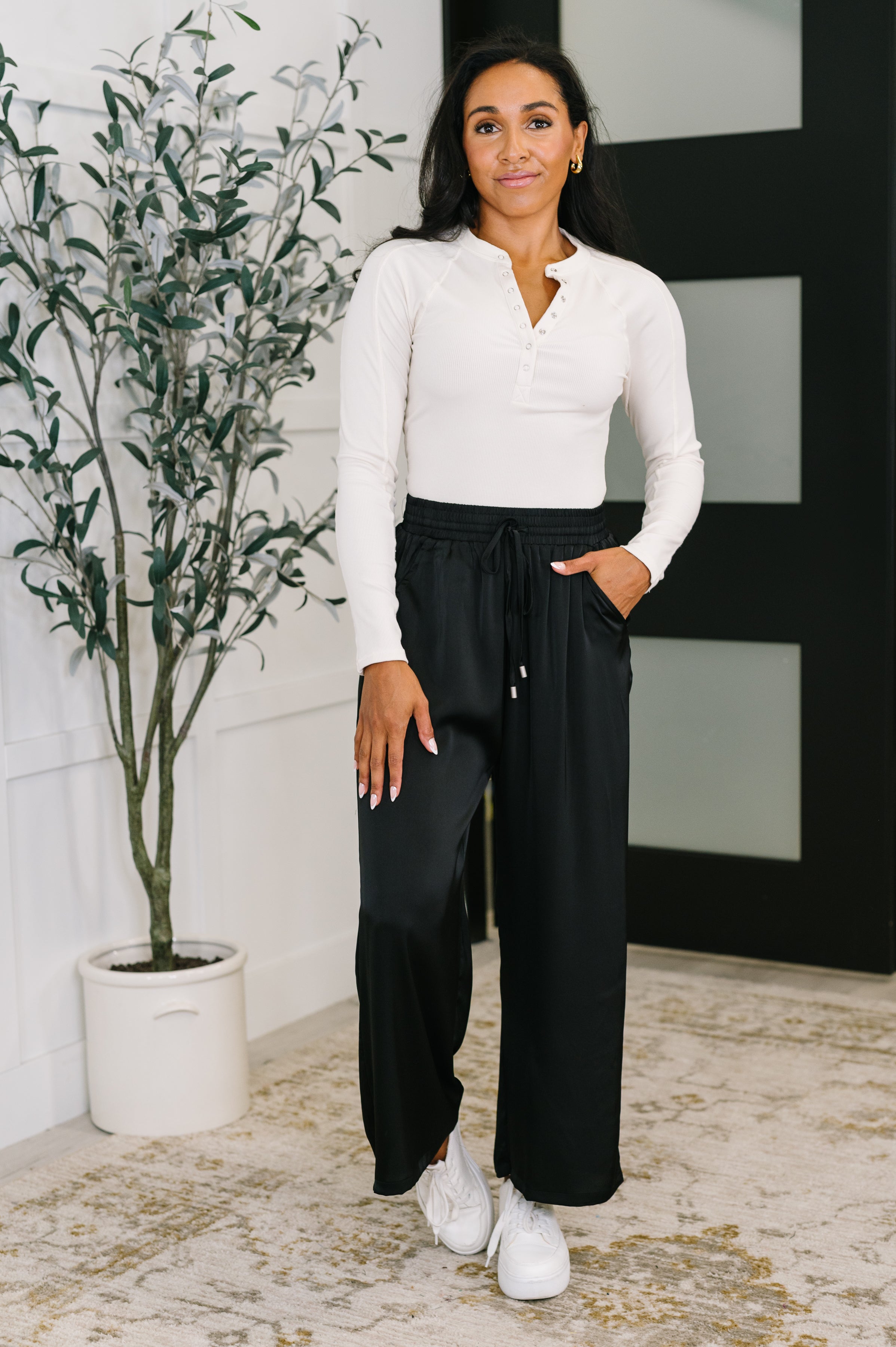 Jodifl City Ease Wide Leg Bottoms in Black Womens