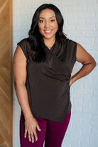 Dear Scarlett Classic Surplice Front Top in Chocolate Shirts & Tops