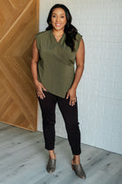 Dear Scarlett Classic Surplice Front Top in Olive Shirts & Tops