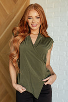 Dear Scarlett Classic Surplice Front Top in Olive Shirts & Tops