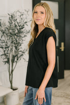 Dear Scarlett Classic Timeless V-Neck Tee in Black Womens