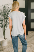 Dear Scarlett Classic Timeless V-Neck Tee in Pearl Grey Womens