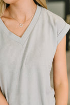 Dear Scarlett Classic Timeless V-Neck Tee in Pearl Grey Womens