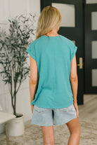Dear Scarlett Classic Timeless V-Neck Tee in Teal Womens