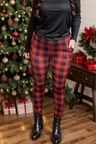 Black & Red Buffalo Plaid Classically Stylish Leggings BoutiqueSimplified