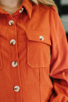 One Eleven North Clever in Corduroy Shirt Dress in Rust Womens