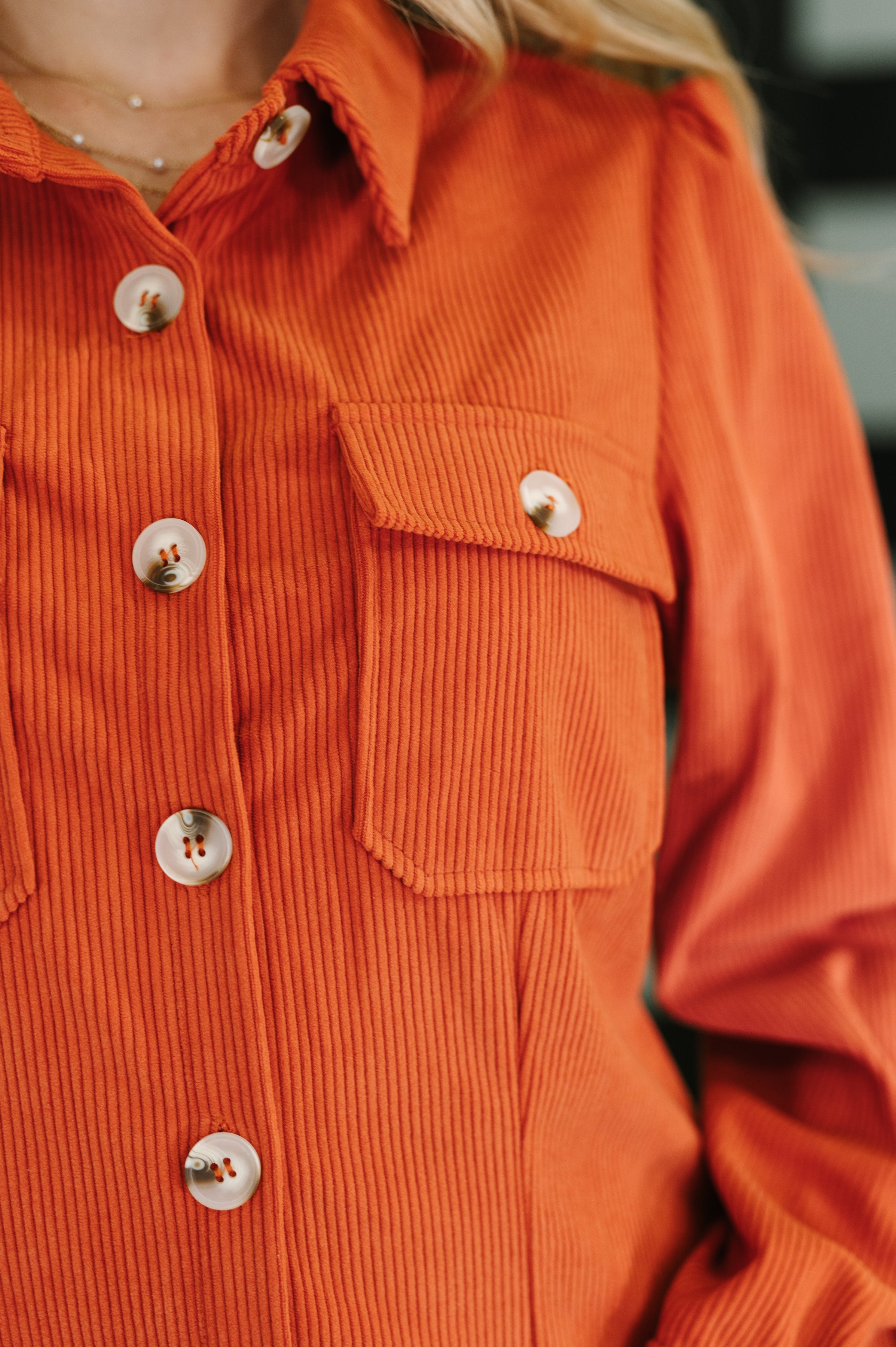 One Eleven North Clever in Corduroy Shirt Dress in Rust Womens