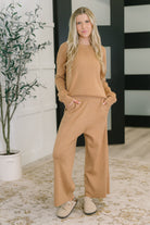 Honey Mark Clove Ribbed Knit Culottes in Camel Womens