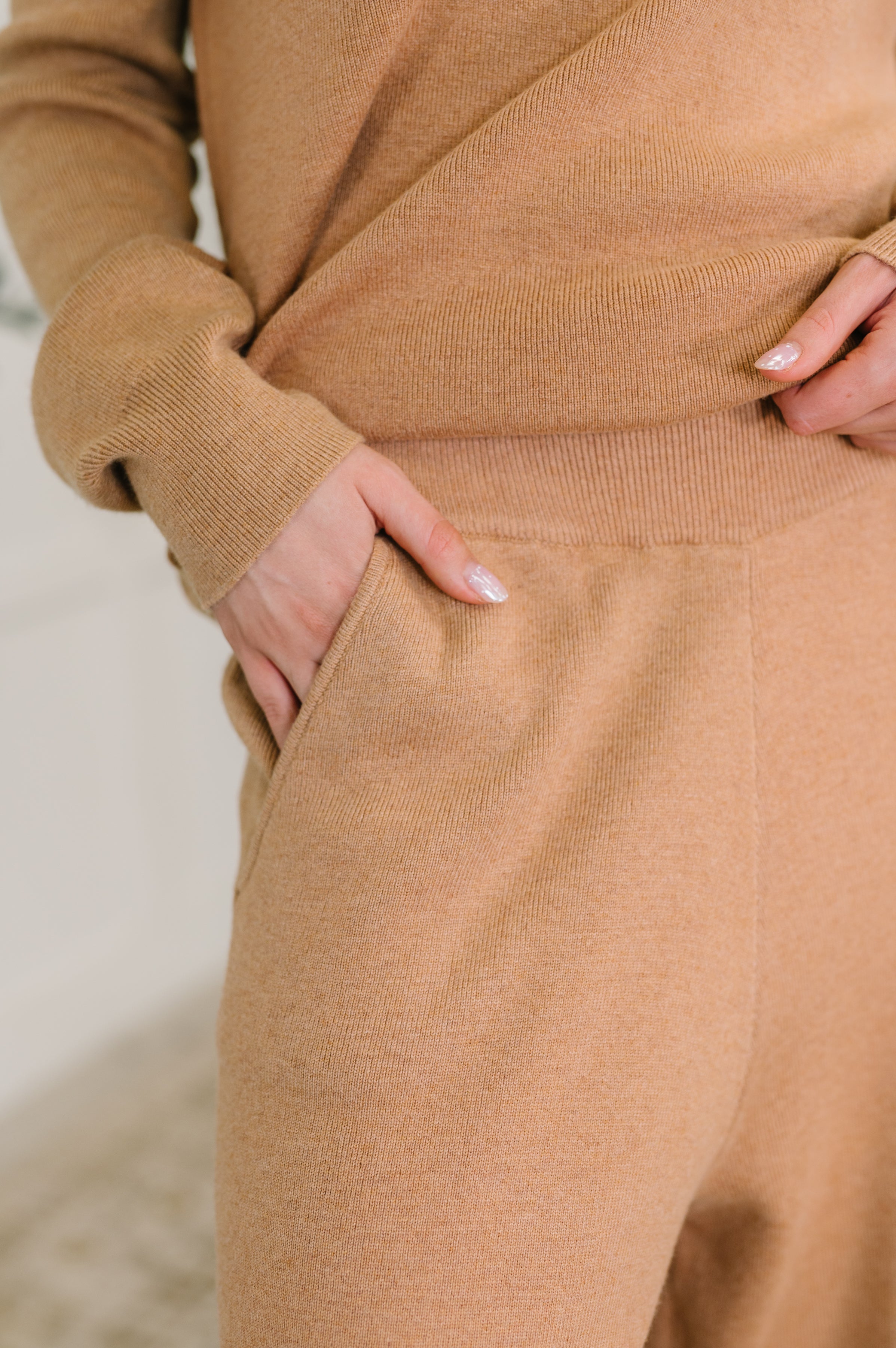 Honey Mark Clove Ribbed Knit Culottes in Camel Womens