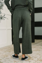 Honey Mark Clove Ribbed Knit Culottes in Moss Womens