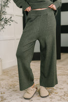 Honey Mark Clove Ribbed Knit Culottes in Moss Womens