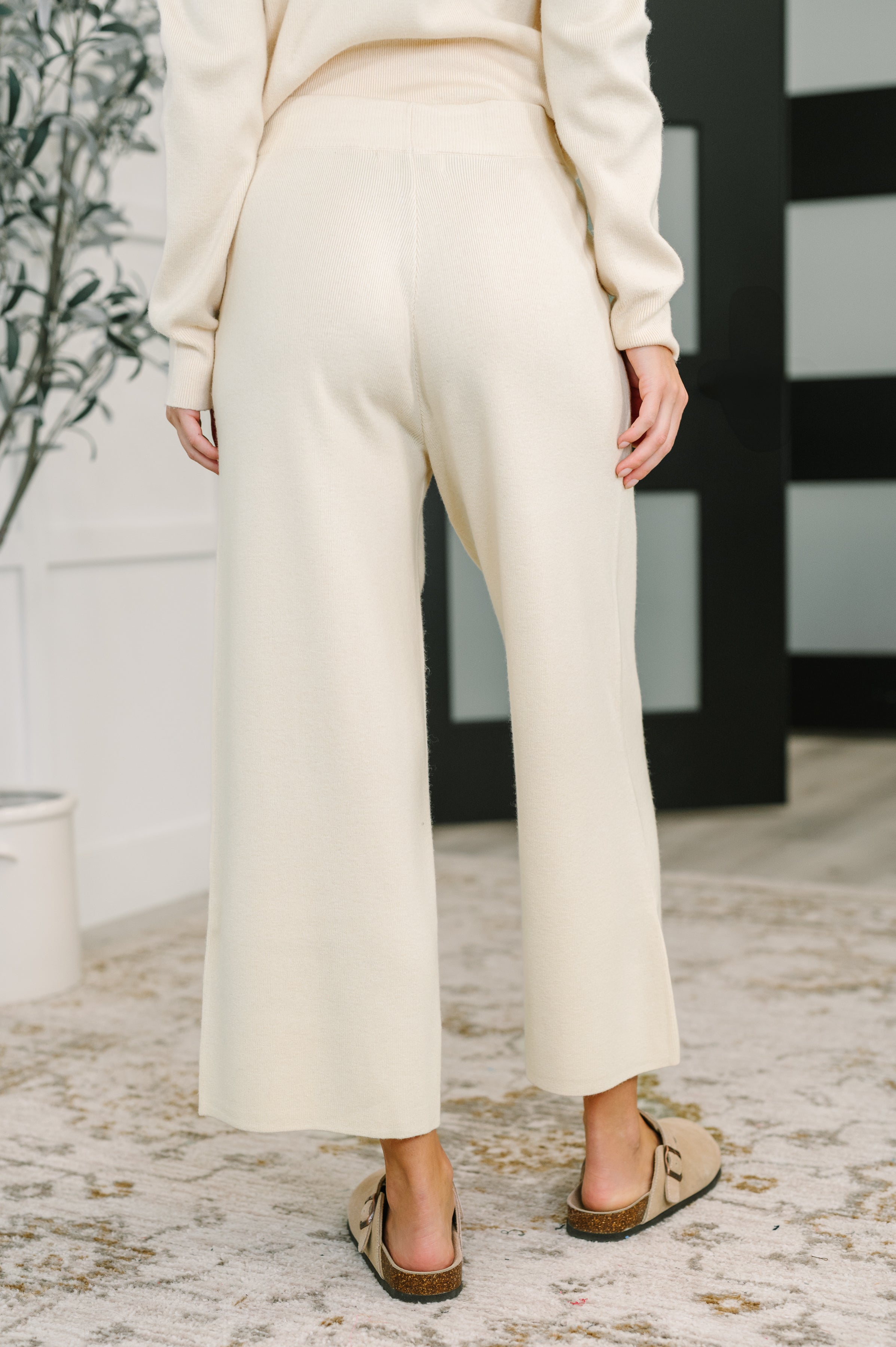 Honey Mark Clove Ribbed Knit Culottes in Culottes in Oat Womens