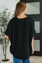 Zenana Coastal Ease Airflow V-Neck Top in Black Womens