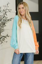 One Eleven North Color Me Confused Color Block Top Womens