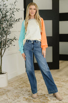 One Eleven North Color Me Confused Color Block Top Womens