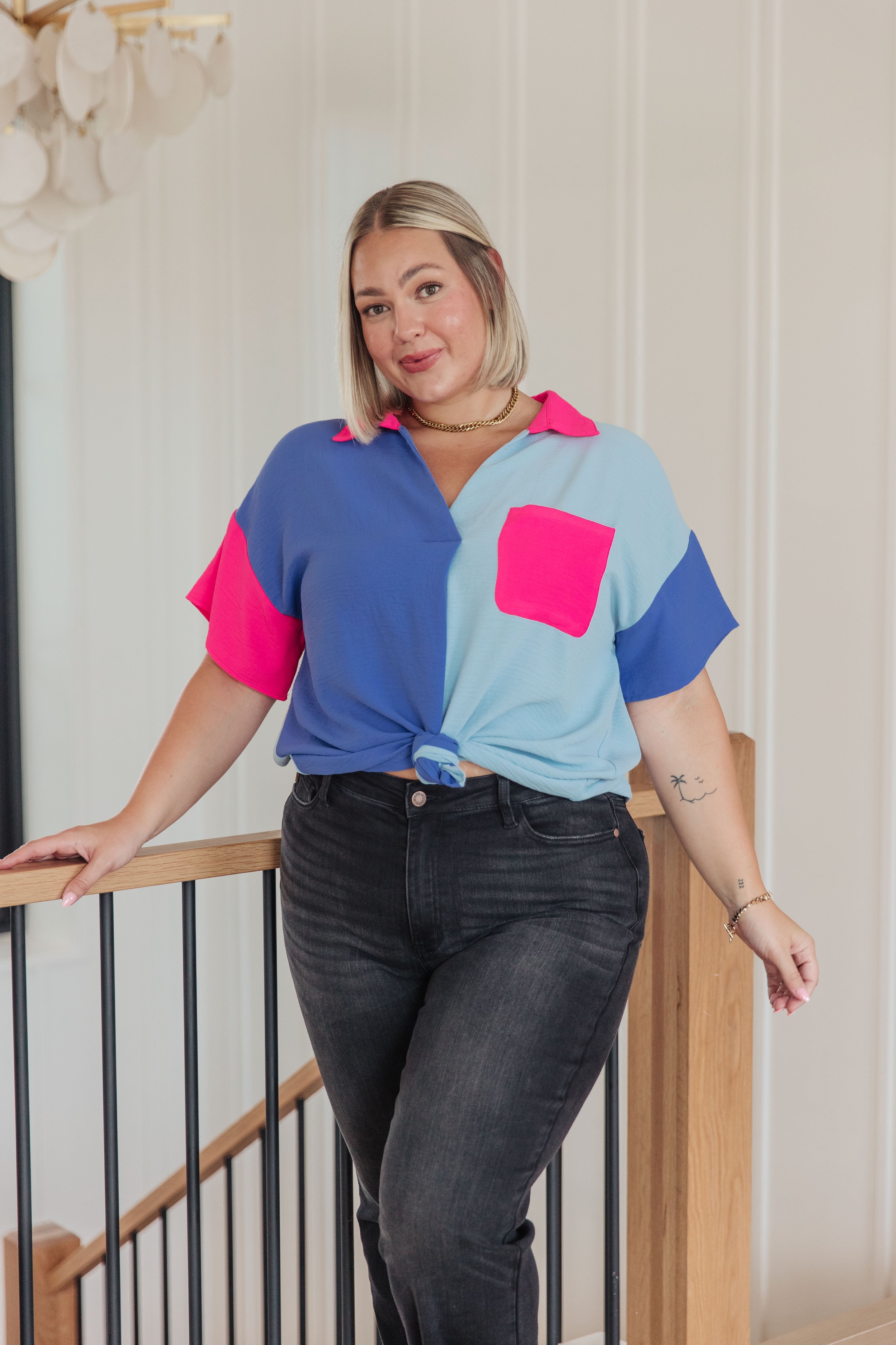 Jodifl Color Me Cool Color Block Top Tops