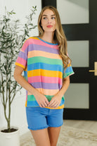 Haptics Color Theory Drop Shoulder Top in Blue, Yellow and Pink Womens