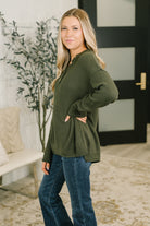 Zenana Come Together Henley Casual Top in Dark Olive Womens