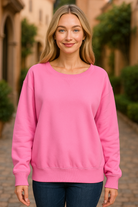 Zenana Candy Pink Fleece Boat Neck Sweatshirt