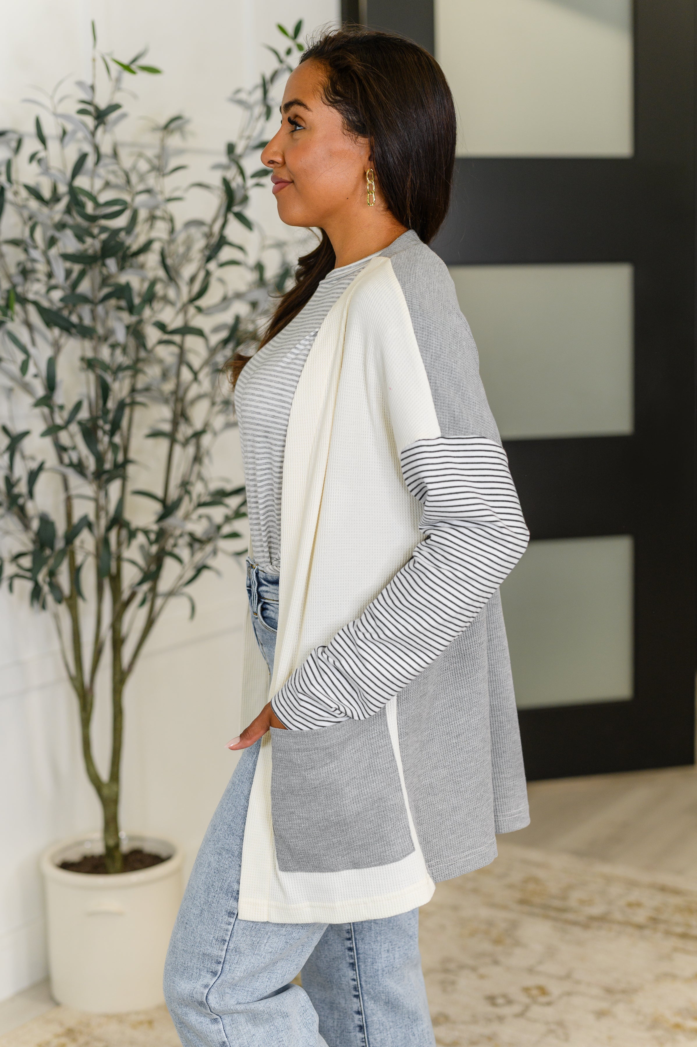 One Eleven North Consider it So Color Block Cardigan Womens