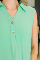 Dear Scarlett Coral Sands Collared Tank Dress in Aqua Mint Womens